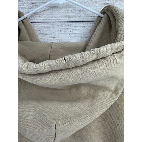 Nili Lotan Rough Hem Hoodie Sweatshirt Womens Large Beige Tan - Picture 4 of 12
